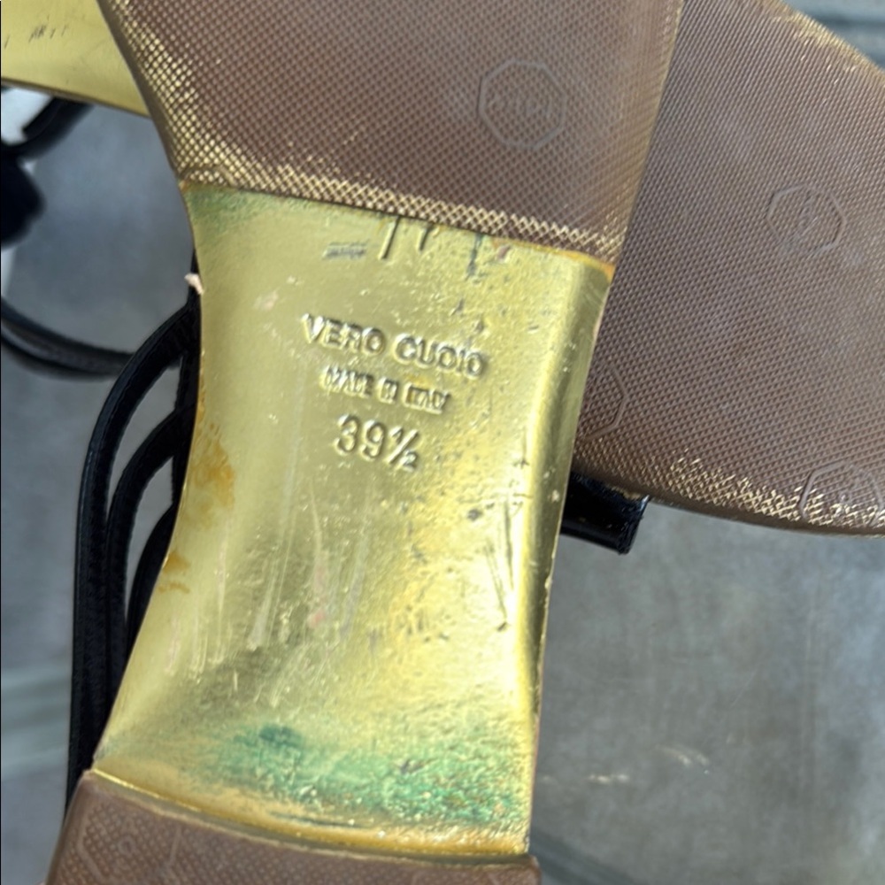 Giuseppe Zanotti Black Patent Leather Ankle Strap Flat Sandals Size 39.5 - Picture 9 of 10